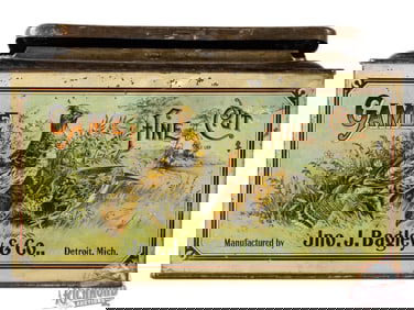 Jno. J. Bagley & Co. Tobacco Tin with Game Scenes