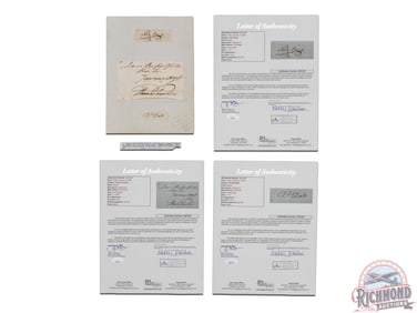3 Clipped Signatures of Naval Heros John Barry, Thomas Truxton & Richard Dale Ex Lattimer Collection