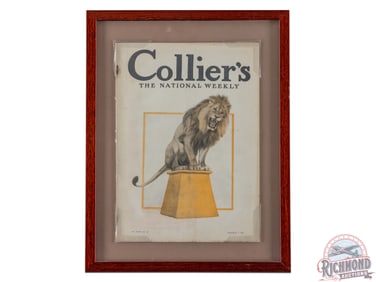 December 1912 Collier's The National Weekly Framed Magazine w/ Lion Philip R. Goodwin