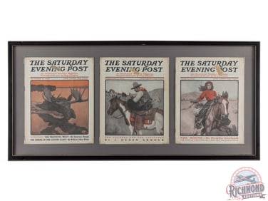 Western Themed Saturday Evening Post Framed Magazines 1905 & 1906 Philip R. Goodwin