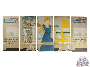 Early & Complete 1920 Winchester "All Kinds of Paints" 5 Panel Display Sign
