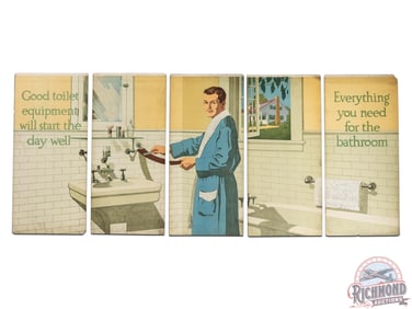 Early & Complete 1920 Winchester "Good Toilet Equipment" 5 Panel Display Sign