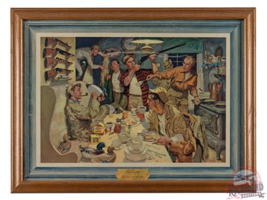 1954 Winchester Framed Advertising Sign w/ Duck Hunt Scene