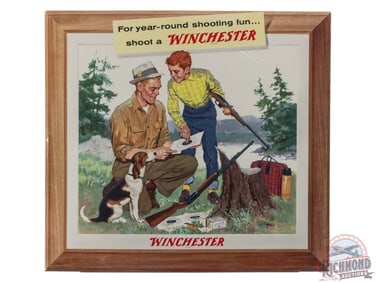 Winchester "For Year-Round Shooting Fun Shoot a Winchester" Advertising Sign