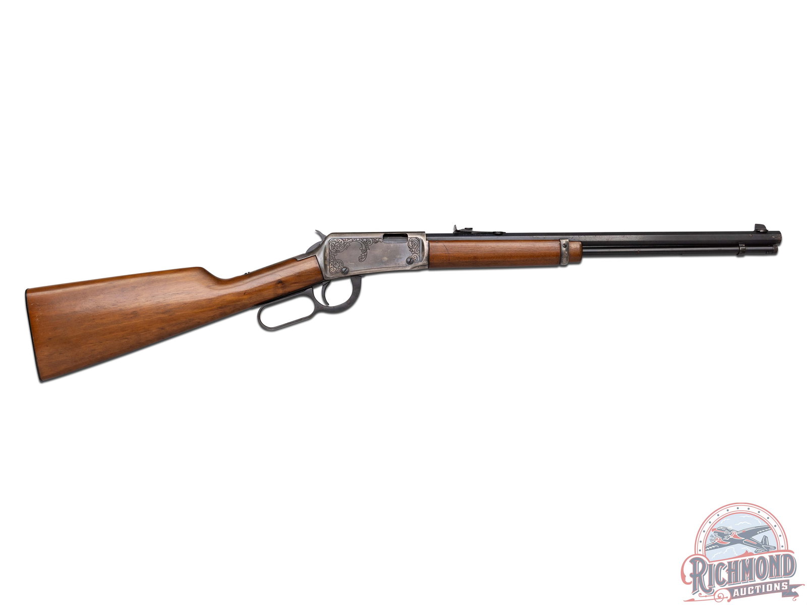 Engraved Ithaca Model 72 Deluxe .22 LR Lever Action Carbine Rifle: Manufactured between 1976-1978 in West Germany for Ithaca by Erma. These guns later were purchased by the Henry Rifle Company. An upgraded version of the model 72 Saddle gun. Features an 18-1/2" octag