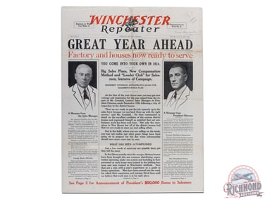 1923 Rare Winchester Repeater Volume 1 No. 1 Advertising Poster