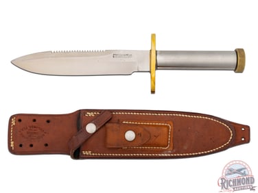 Vintage Randall Made Knife Model 18 Attack Survival 7-1/2" Stainless Sawtooth Back & Sheath