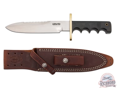 Custom Randall Made Attack Survival 7-1/2" With Sawtooth & Leather Sheath