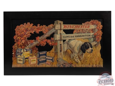 1934 Winchester "A Good Harvest" Point of Purchase Display Sign w/ Scene by Philip R. Goodwin