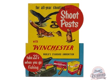 Shoot Pests with Winchester "World's Standard Ammunition" Die Cut Cardboard Display Sign