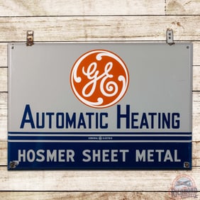 Superb GE General Electric Automatic Heating Hosmer Sheet Metal Double Sided Porcelain Sign