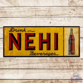 Drink Nehi Beverages Emb. Single Sided Tin Sign w/ Bottle