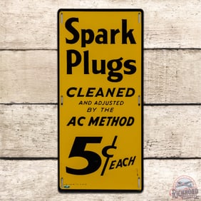 1940 AC Spark Plugs Cleaned and Adjusted 5 Cents Single Sided Tin Sign