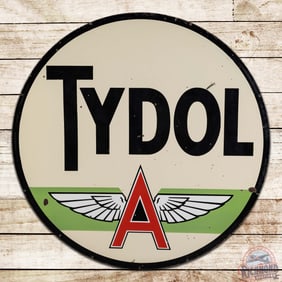 Tydol Flying A Gasoline 6' Double Sided Porcelain ID Sign
