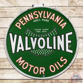 Valvoline Pennsylvania Motor Oils 30" Double Sided Porcelain Sign w/ Ring