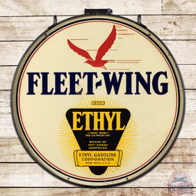 Fleet-Wing Ethyl Gasoline 30" Double Sided Porcelain Sign w/ Ring