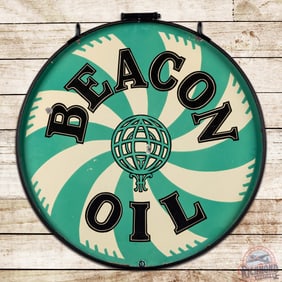 Beacon Oil 30" Double Sided Porcelain Logo Sign w/ Ring