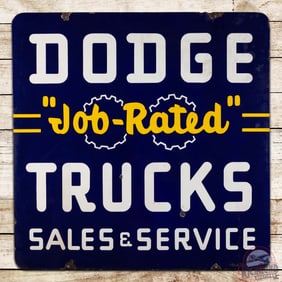 Dodge "Job-Rated" Trucks Sales & Service 42" Double Sided Porcelain Sign