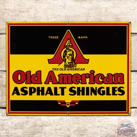 Impressive Old American Asphalt Shingles Single Sided Porcelain Sign w/ Native American