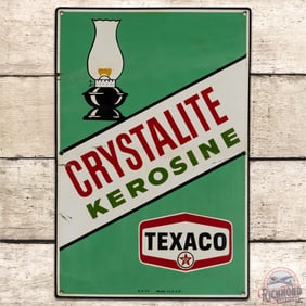 1974 Texaco Crystalite Kerosine Single Sided Tin Gas Pump Plate Sign