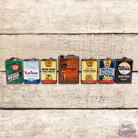 Group of Seven Whiz Gallon Metal Cans Aviation Motor Rhythm & More
