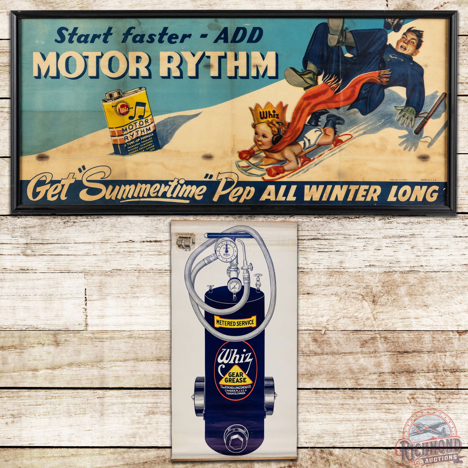 Group of 2 Whiz Advertising Posters Gear Grease & Motor Rhythm (1 of 6)