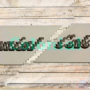 Colonial Gasoline Double Sided Porcelain Sign: DSP (double sided porcelain) sign has outstanding color and gloss. Side #1 is very clean overall with one chip by the "L". The perimeter has minor bruises and small edge chips. The reverse has a