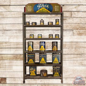 Whiz 98 Quality Products Advertising Display Rack w/ 18 Metal Cans