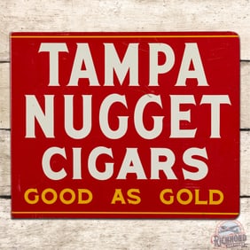 1962 Tampa Nugget Cigars "Good as Gold" Double Sided Tin Flange Sign