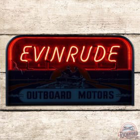 Amazing Evinrude Outboard Motors Reverse Painted Glass Neon Advertising Sign