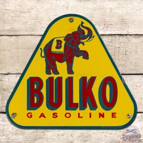 Scarce Bulko Gasoline Single Sided Porcelain Sign w/ Elephant
