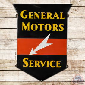 Fantastic General Motors Service Die Cut Single Sided Porcelain Sign w/ Arrow