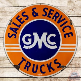 GMC Trucks Sales & Service 42" Double Sided Porcelain Sign