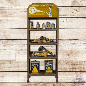 Whiz Fly Fume Graphic Advertising Display Rack w/ 9 Metal Cans