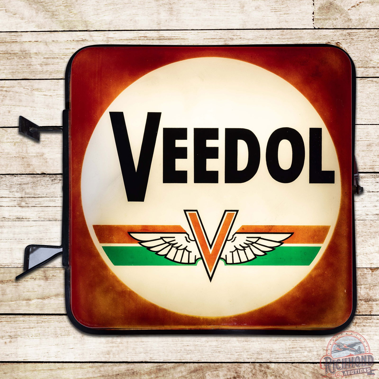 Veedol Gasoline Motor Oils Double Sided Lighted Advertising Sign w/ Logo (1 of 4)