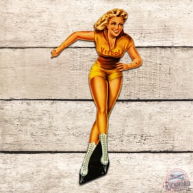 Nice Veedol Motor Oils Skater Girl Die Cut Single Sided Tin Sign