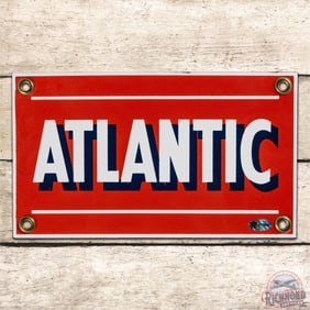 Extraordinary Atlantic Gasoline Single Sided Porcelain Pump Plate Sign "Baby"