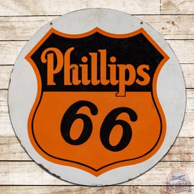 Scarce Phillips 66 Motor Oils 30" Double Sided Porcelain Sign w/ Logo