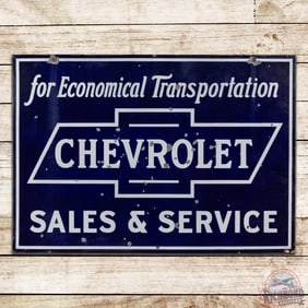 Chevrolet Sales & Service "For Economical Transportation" Double Sided Porcelain Sign