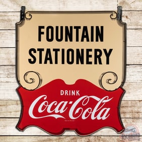 Excellent Drink Coca Cola Fountain Stationery Die Cut Double Sided Porcelain Sign w/ Frame