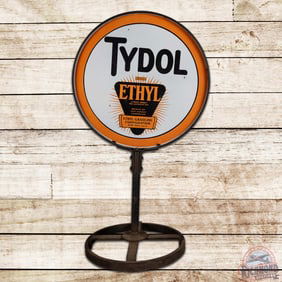 Tydol Ethyl Gasoline 30" Double Sided Porcelain Curb Sign w/ Logo
