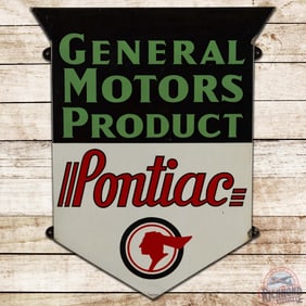 Rare General Motors Products Pontiac Die Cut Single Sided Porcelain Shield Sign