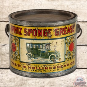 Whiz Sponge Grease Metal Grease Can w/ Early Automobile