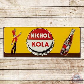 Nichol Kola Single Sided Tin Sign w/ Bottle