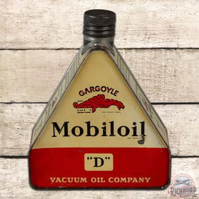 Mobiloil "D" Vacuum Oil Company 1 Liter Metal Can w/ Gargoyle
