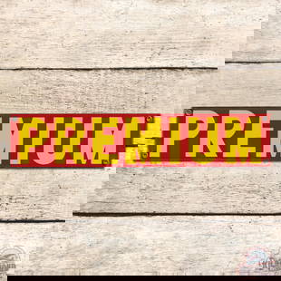 Incredible Deep Rock Gasoline Single Sided Porcelain Pump Plate Sign "Red": SSP (single sided porcelain) horizontal sign has day one color and gloss. The field is clean. The perimeter is in a similar condition, with a tiny flea bite on the lower left corner. All four factory