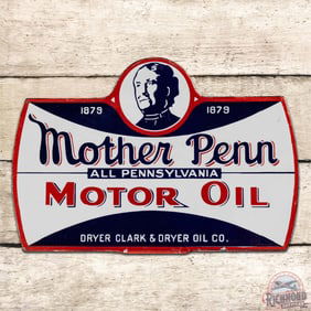 Excellent Mother Penn "All Pennsylvania" Motor Oil Double Sided Porcelain Lubester Sign