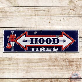 Hood Tires 5' Single Sided Porcelain Sign w/ Flag Man "Bowtie" Logo