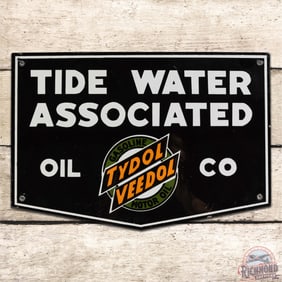 Tide Water Associated Oil Co. Single Sided Porcelain Truck Door Sign w/ Logo