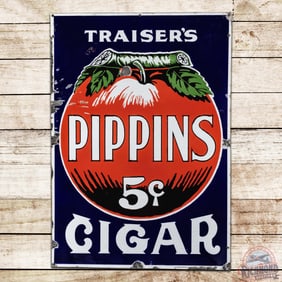 Traiser's Pippins 5 Cent Cigar Single Sided Porcelain Sign w/ Logo